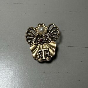 1990s Rare Texas A&M Rosemary Nelson Vintage‎ Angel With Maroon Heart Brooch
